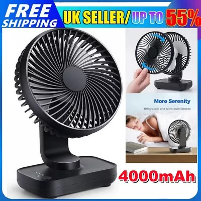 USB Rechargeable Portable Table Fan Mini Desk Fan Small Quiet Personal Cooler • £14.89