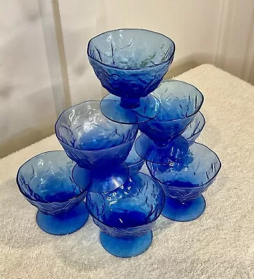 Seneca Morgantown DRIFTWOOD Blue Glass Dessert Sherbert Sorbet Vintage MCM (8) • $30.31