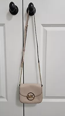 MICHAEL KORS Fulton MK Flap Shoulder Bag SM Cross-body Fawn Leather • $35