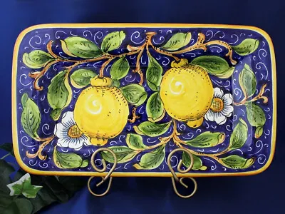 Tuscany Italy Italian Pottery Lemons Flowers Rectangular Platter Serving Tray • $129.97