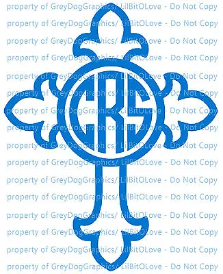 Custom Cross Monogram Decal Initials 3 Letters Personalized Sticker Christian • $4.95