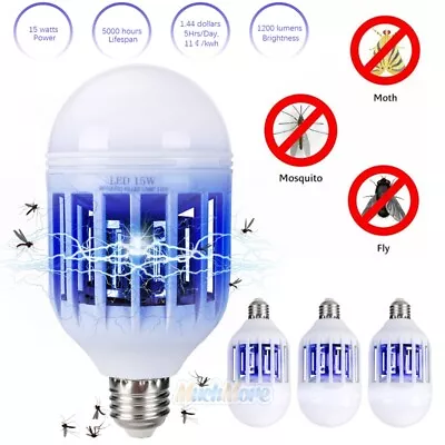 3x Bug Zapper Light Bulb Mosquito Lamp Fly Trap Killer Indoor Outdoor Insect 15W • $14.77