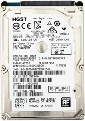 £16.50 • Buy 1TB HGST 1000GB SATA 5400 Rpm SLIM HDD Laptop PC HardDrive-XBOX PS4 MAC