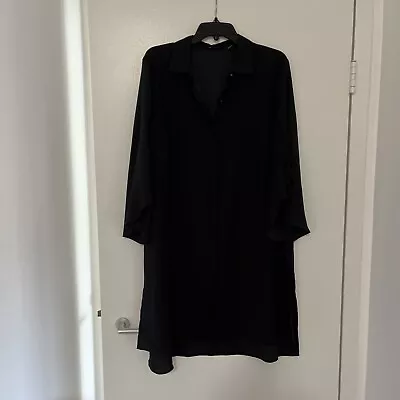 H By Halston Essentials Womens Flowy Sleeve Black Long Tunic Blouse Sz Large M14 • $14.25