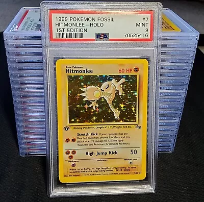 $170 • Buy PSA 9 Mint - Hitmonlee 7/62 1ST EDITION 1999 Fossil Set HOLO RARE Pokemon Card