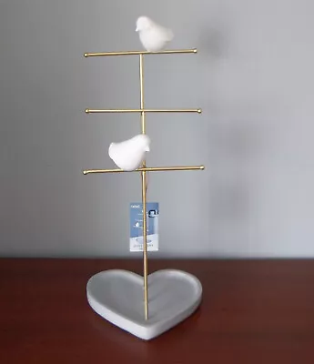 NEXT Jewellery Tree - 3 Tier Metal Stand On Heart Shaped Dish - BNWT • £15.50