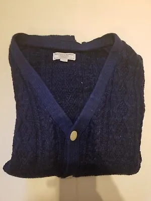 J.Crew Wallace & Barnes Fisherman Cardigan Sweater Mens Large Navy Cable Knit • $49.99