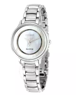 Citizen Ladie's Circle Of Time Mop Dial Silver Tone Eco Drive Watch -EM0380-81D • $157.25