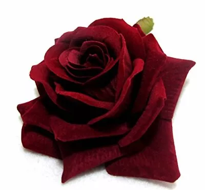 Dark Red Velvet Rose Hair Flower Clip And Pin • $11.02