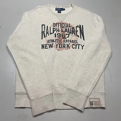 Vintage Polo Ralph Lauren NYC Boxing  ‘67 Athletic Cream Crew Sweatshirt Mens: L • $101