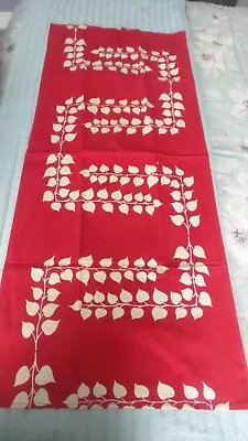 Vintage Cotton KITCHEN TOWEL White Ivy On Red • $8