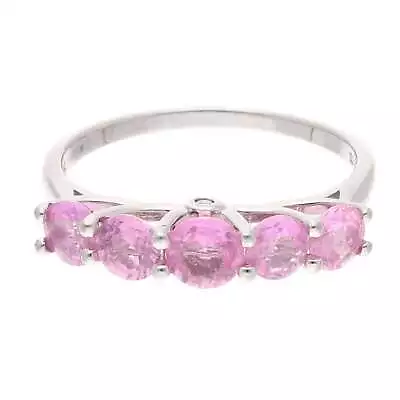 $1095.86 • Buy 18Ct White Gold Pink Sapphire Eternity W/ Diamond Accents Ring (Size V) 5mm Wide