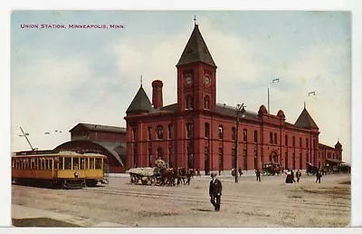 Union Station & Street Cars 1907-1915 Minneapolis MN  Railroad Postcard • $7.75