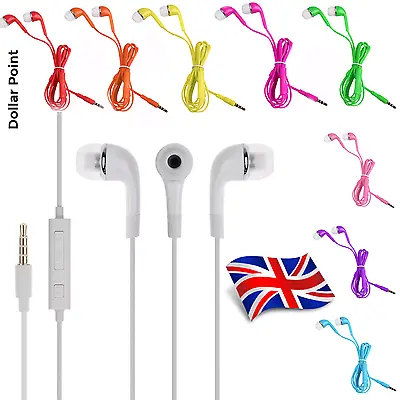 Colourful Noise Isolating Handsfree Headphones Earphones Earbud With Mic UK • £3.10