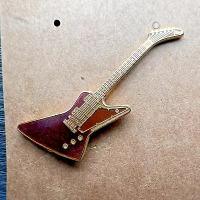 Vtg Lapel Pin Gibson Electric Guitar Enamel Rock Band DUNLAP 80s Metal Used • $14.99