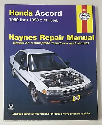 Haynes Repair Manual For 1990-1993 Honda Accord ALL Models 42012 NEAR NEW!! • $19.98