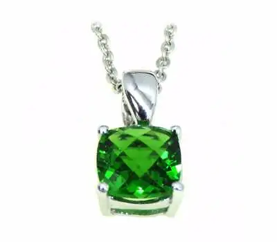 P91010 Mt St Helens Green Helenite May Birthstone Sterling Silver Pendant • $34