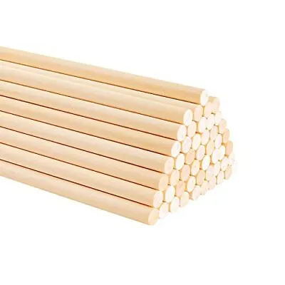 50PCS Dowel Rods Wood Sticks Wooden Dowel Rods - 1/4 X 12 Inch Precut Dowels • $9.96