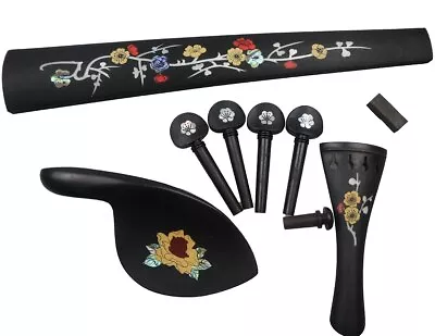 4/4 Chin Rest DIY ViolinTailpiece Pins Ebony Inlaid Mother Of Pearl Fingerboard • $76