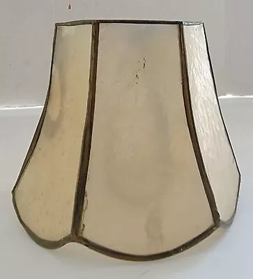 Vintage Tan/Brown Mica Oval Table Accent Lamp Light Clip-On Shade • $39
