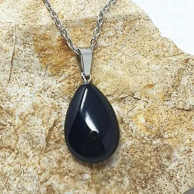 Natural Quartz Crystal Necklace Teardrop Pendant Carved Stone Healing Reiki UK • £3.99