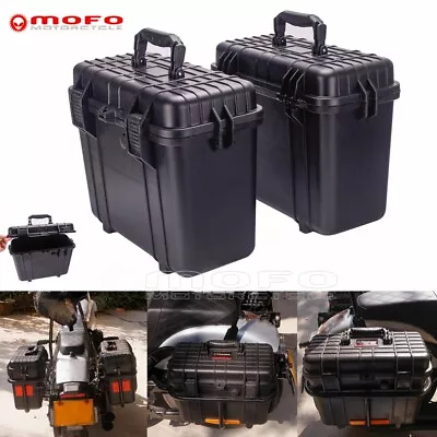 Motorcycle Black Saddle Bag Side Luggage Storage Box For BMW Honda Yamaha Harley • $262.99