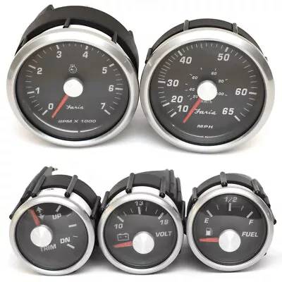 Faria Boat Gauge Set | Mercury Outboard Pewter Black (5 Piece) • $278.34