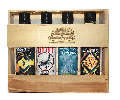 Hot Sauce Gift Set Ghost Pepper Trinidad Scorpion Box 4 Pack Wicked Tickle • $31.99