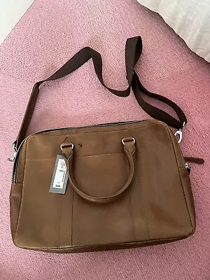 BNWT M&S Brown/Tan Leather Laptop Bag RRP £99 • £60