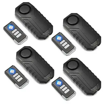 Bike Motorcycle Alarm With Remote Waterproof Vibration Detector Anti Lost 4 Pack • $59.99