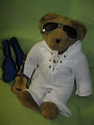 VERMONT TEDDY BEAR Love Me Tender ELVIS PRESLEY White Jumpsuit Sunglasses Guitar • $49.99