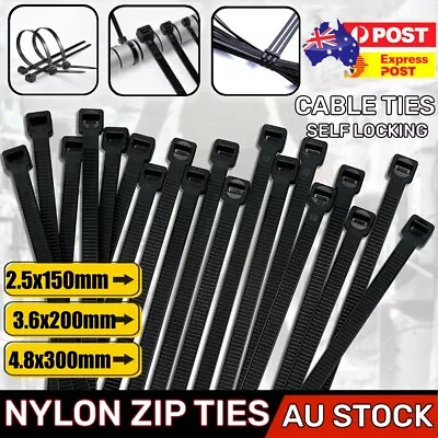 Cable Ties Zip Ties Nylon UV Stabilised 100/1000pc Bulk Black Cable Tie AU STOCK • $27.72