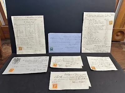 7 1865-70 Antique Receipts Portsmouth NH Masonic Lodge Revenue Stamps • £19.28