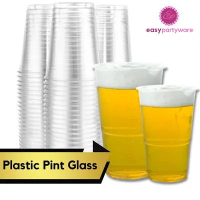 Plastic Pint Glasses 20oz 570ml/ Half Pint Cups Plastic Party Glasses Reusable • £54.99