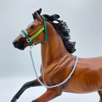 Green And Grey Model Horse Halter And Lead Rope (Breyer Showjumping Warmblood) • $10