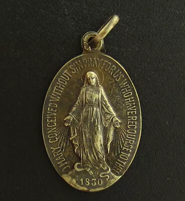 Vintage Mary Miraculous Medal Religious Holy Catholic Petite Medal Small Size • $9.59