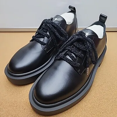 Giuseppe Zanotti Achille Black Leather Sponge Laces Made In Italy - Mens Size 6 • $78.99