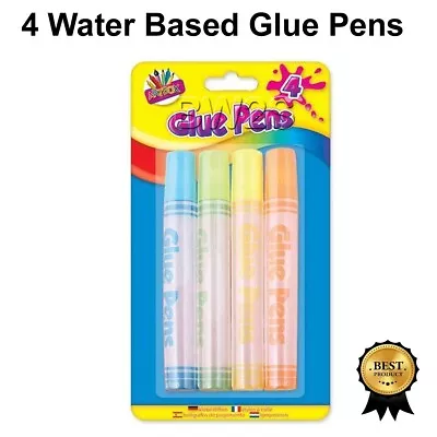 £2.94 • Buy 4 Water Based Glue Pens Safe Stick Sponge Kids Craft Art Non Toxic Clear Paper