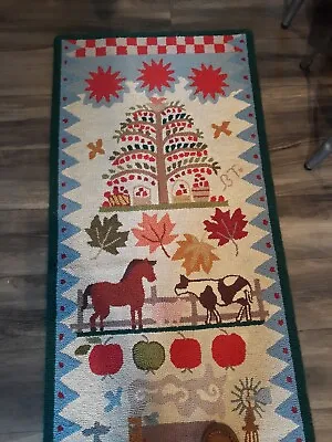 Rare Antique Folk Art  Rag Rug Farm Barnyard Animals • £288.58