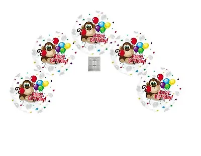 Set Of 5 Happy Birthday Monkey 18'' Balloons Party Decorations Jungle Animals • $9.99