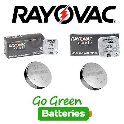Rayovac Watch Batteries 377 379 SR66 SR626SW SR521SW Silver Oxide 1.55v Swiss • £5.49