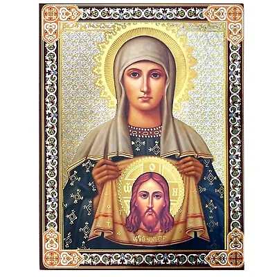 Russian Icon Jesus Christ Image St Veronica With Veil 7 1/2  Holy Face • $29.95