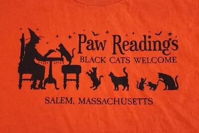 Salem Witch Shirt Men Large Black Cats Welcome Paw Readings Cat Puss Mass MA A30 • $20.69