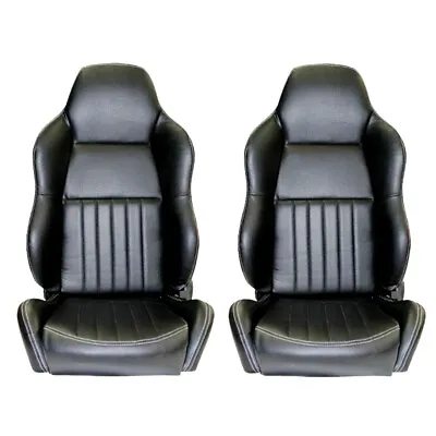 Classic High Back PU Leather Bucket Seats Car Reclinable Black For Holden Torana • $699