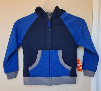 £4.77 • Buy Wonder Nation Boy's Sherpa Lined Hoodie With Full Zip Size XS (4-5) Blue NEW