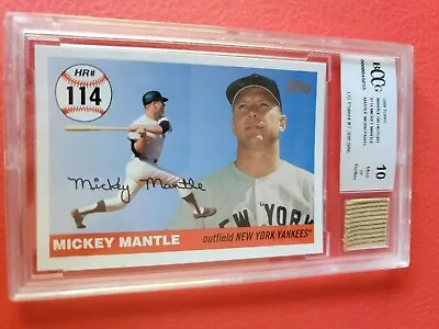 MICKEY MANTLE WORN PANTS PIECE &2006 Topps HR HISTORY CARD GRADED BCCG 10 MINT + • $59.95