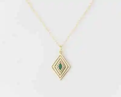 Vintage Style 0.5ct Genuine Emerald Green Stone 14K Yellow Gold Plated Pendant • $143.51