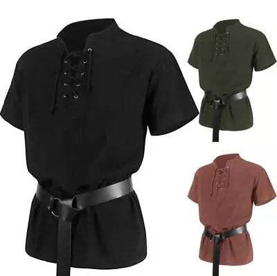 Mens Gothic Victorian Renaissance Medieval Cosply Costume Warrior Shirt Belt 441 • $24.17