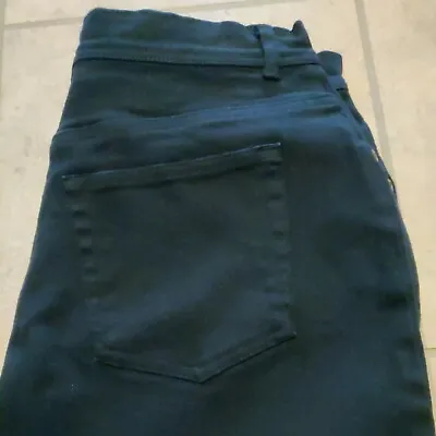 24/7 By H&M Women's Size 14 Black Denim Jeans Straight Leg Zip Up Pockets • $10.98