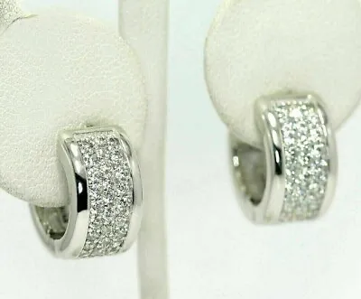 1.60Ct Round Cut Real Moissanite Men Huggie Hoop Earrings 14K White Gold Plated • $127.99